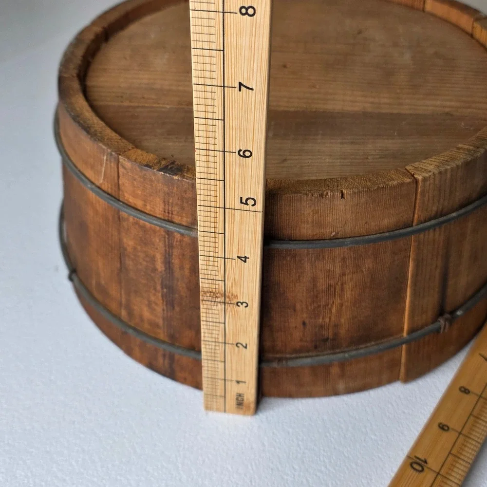 Vintage Wooden Stave Bucket Primitive 11.5x5.5 Brown Rustic Farmhouse Decor